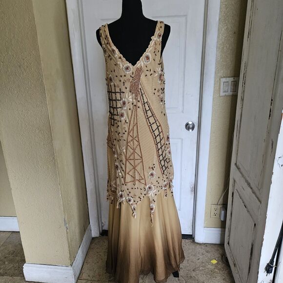 Miss New York Dress Collections Beige Sequence Gown size 18 - Picture 6 of 8